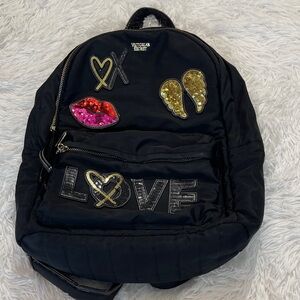 Victoria's Secret Black Backpack with Sequin Accents